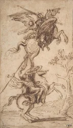 Der Zauberer Atlante entführt Pinabellos Dame (Ariosto, Orlando Furioso, Gesang II, 38), c.1635-38
